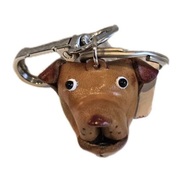 New Brown Dog Animal Handmade 3D Leather Dog Key Chain Gift Birthday - Picture 2 of 2